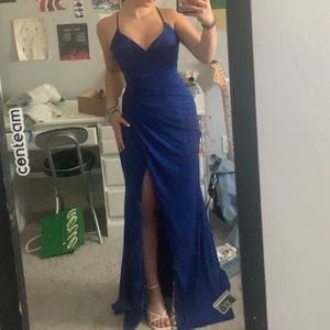 Navy blue floor length formal dress